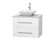 30 in. Bathroom Vanity in White with White Carrera Countertop