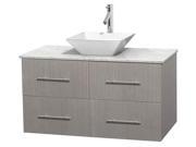 42 in. Bathroom Vanity in Gray Oak with Marble Countertop