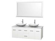 Double Bathroom Vanity Set with Arista White Carrera Marble Sink