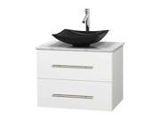 30 in. Vanity in White with White Carrera Marble Countertop