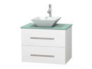 30 in. Single Bathroom Vanity in White with Green Countertop