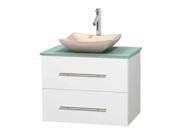 30 in. Vanity in White with Green Glass Countertop