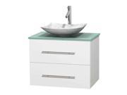 Single Bathroom Vanity in White with Green Countertop