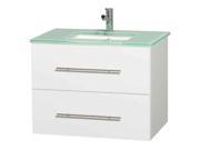 Single Bathroom Vanity in White with Glass Countertop