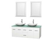Modern Double Bathroom Vanity Set with Green Glass Countertop