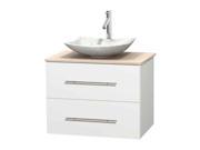 Single Bathroom Vanity in White with Marble Countertop