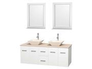 60 in. Double Bathroom Vanity Set with Pyra Bone Porcelain Sink