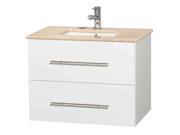 Bathroom Vanity in White with Ivory Marble Countertop