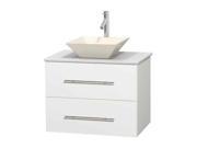 30 in. Bathroom Vanity in White with White Stone Countertop