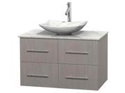 Single Bathroom Vanity in Gray Oak with White Carrera Countertop