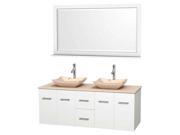 Double Bathroom Vanity Set with Ivory Marble Countertop