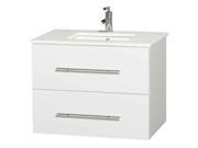 30 in. Vanity in White with White Man Made Stone Countertop