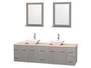 80 in. Contemporary Double Bathroom Vanity Set with Wall Mount