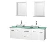 72 in. Double Bathroom Vanity Set with Pyra White Porcelain Sink