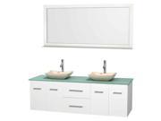 72 in. Double Bathroom Vanity Set with Avalon Ivory Marble Sinks