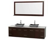 6 Drawers Double Bathroom Vanity Set with Black Granite Sinks