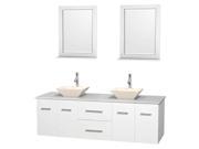4 Doors Double Bathroom Vanity Set with Bone Porcelain Sink