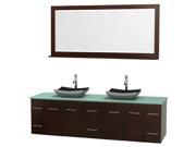 6 Drawers Double Bathroom Vanity Set with Green Glass Countertop