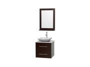 24 in. Single Bathroom Vanity Set in Espresso with Marble Sink