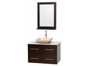 36 in. Bathroom Vanity in Espresso with Avalon Ivory Marble Sink