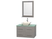 36 in. Single Bathroom Vanity in Gray Oak with Green Countertop