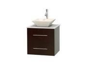 24 in. Bathroom Vanity in Espresso with White Marble Countertop