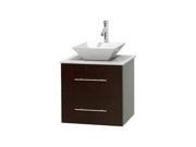 24 in. Bathroom Vanity in Espresso with White Countertop