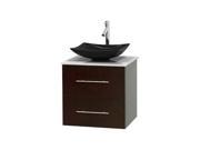 24 in. Vanity in Espresso with White Marble Countertop