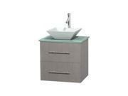 24 in. Vanity in Gray Oak with Green Glass Countertop