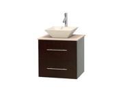 24 in. Bathroom Vanity in Espresso with Ivory Marble Countertop