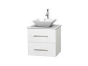24 in. Bathroom Vanity in White with Pyra White Porcelain Sink