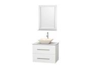 30 in. Bathroom Vanity in White with White Carrera Countertop