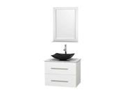 30 in. Vanity in White with White Carrera Countertop and Mirror