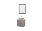 Bathroom Vanity Set in Gray Oak with Ivory Marble Countertop