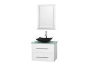 30 in. Bathroom Vanity in White with Green Countertop