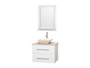 30 in. Single Bathroom Vanity in White with Ivory Countertop