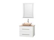 30 in. Vanity in White with Ivory Marble Countertop and Mirror