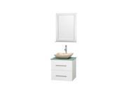 Bathroom Vanity Set in White with Avalon Ivory Marble Sink