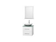 Bathroom Vanity Set Set in White with Green Glass Countertop