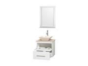 Bathroom Vanity Set in White with Ivory Marble Countertop