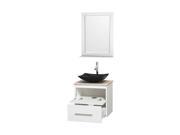 24 in. Bathroom Vanity Set in White with Ivory Marble Countertop