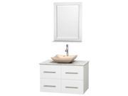Bathroom Vanity Set with White Carrera Marble Countertop