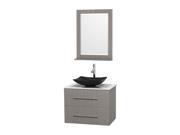 30 in. Vanity in Gray Oak with Stone Countertop and Mirror
