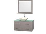 42 in. Bathroom Vanity Set with Green Glass Countertop