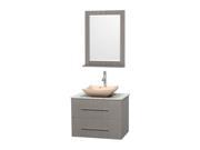 Bathroom Vanity Set in Gray Oak with White Carrera Countertop