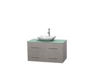 Single Bathroom Vanity with Green Glass Countertop