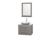 Single Bathroom Vanity Set in Gray Oak with White Marble Sink