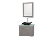Bathroom Vanity Set in Gray Oak with Green Glass Countertop