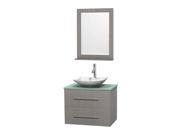 30 in. Bathroom Vanity Set Set in Gray Oak with Glass Countertop
