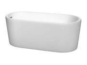 Wyndham Collection Ursula 59 inch Freestanding Bathtub in White with Polished Chrome Drain and Overflow Trim